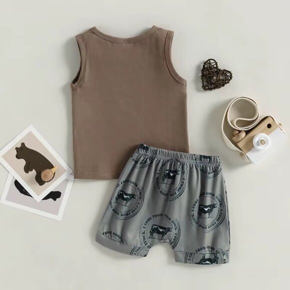 Boy's I Come From Good Stock Shorts Outfit - Picture 4 of 4